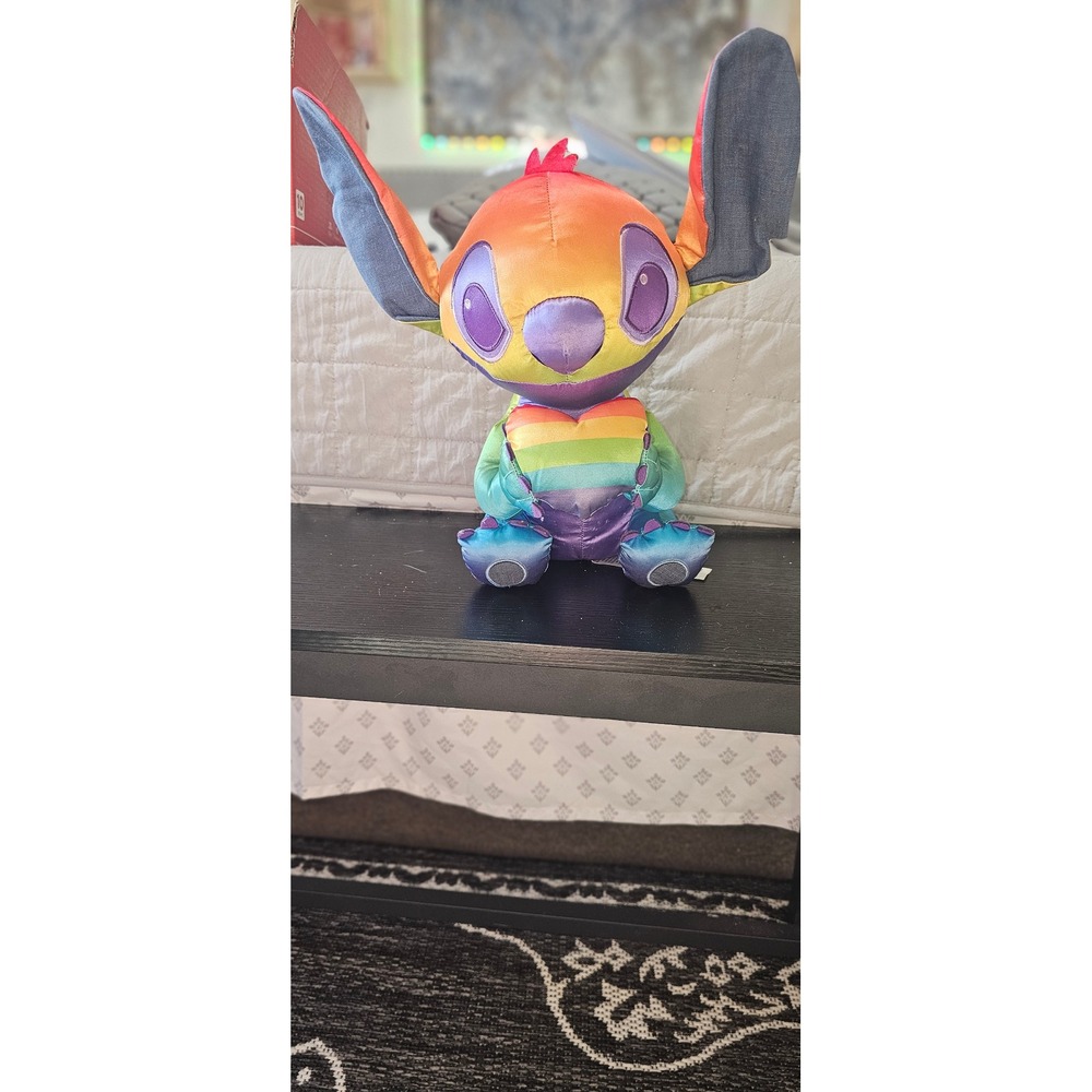 Disney Parks Stitch Pride Collection Rainbow Plush Heart Lilo & Stitch Alien